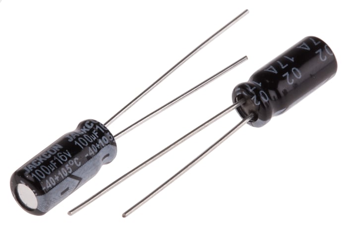 RS PRO 100μF Aluminium Electrolytic Capacitor 16V dc, Radial, Through Hole