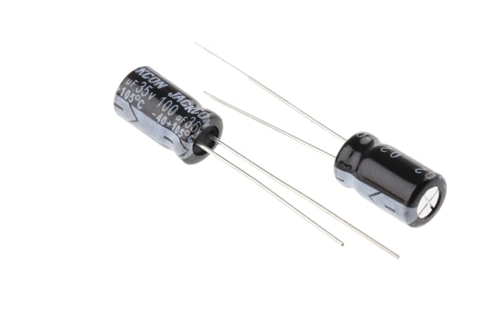 RS PRO 100 μF Capacitor 35V dc, Through Hole Radial Lead