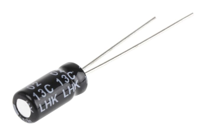 RS PRO 22μF Aluminium Electrolytic Capacitor 63V dc, Radial, Through Hole