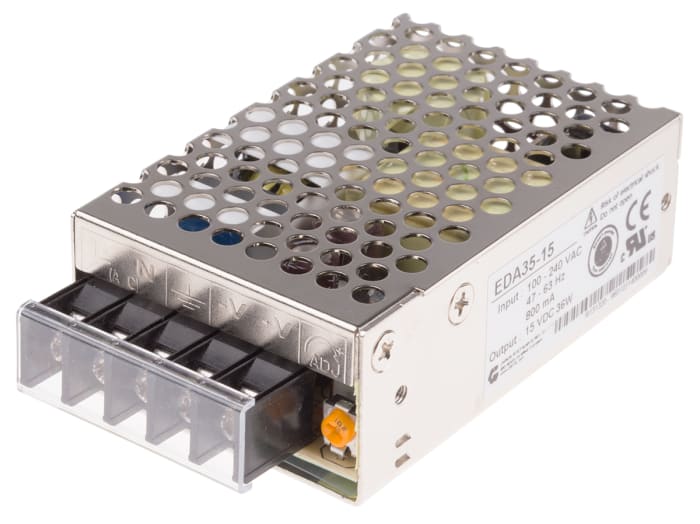 RS PRO Embedded Switch Mode Power Supply SMPS, 15V dc, 2.4A, 36W, 1 Output, 88 → 264V ac Input Voltage