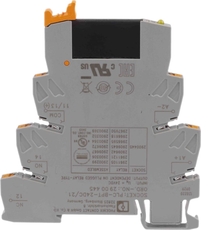 Phoenix Contact PLC-OPT- 24DC/ 48DC/100 Series Solid State Interface Relay, DIN Rail Mount