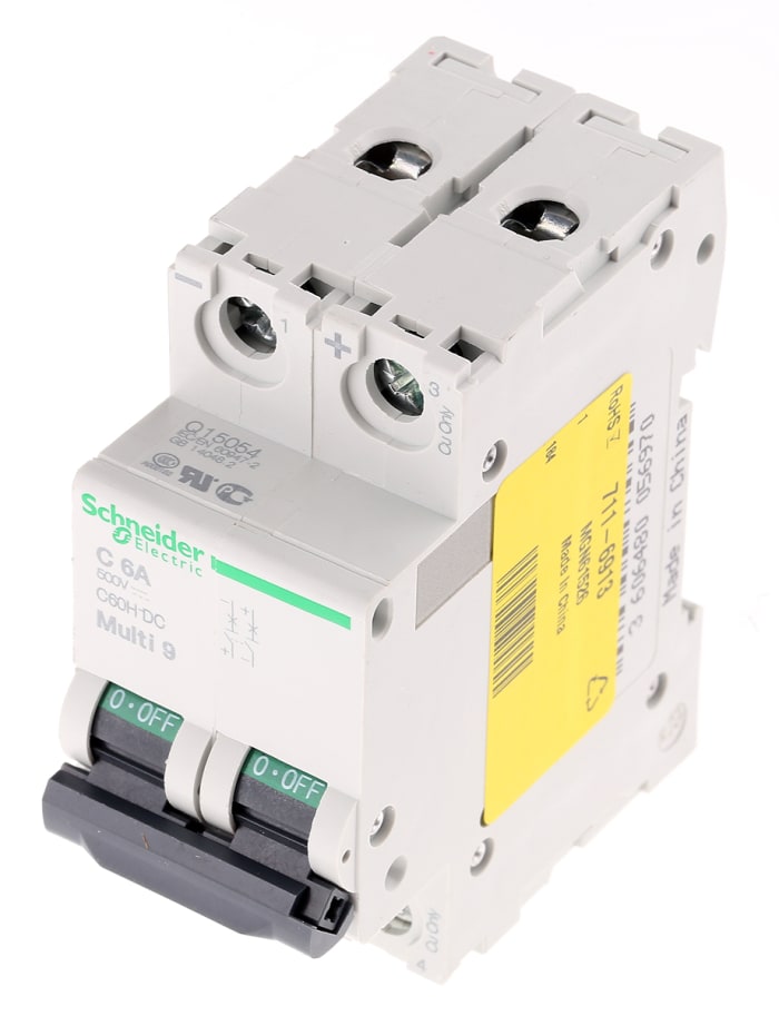 Schneider Electric Multi 9 MGN MCB Mini Circuit Breaker2P, 6A Curve C, 500V DC, 6 kA Breaking Capacity