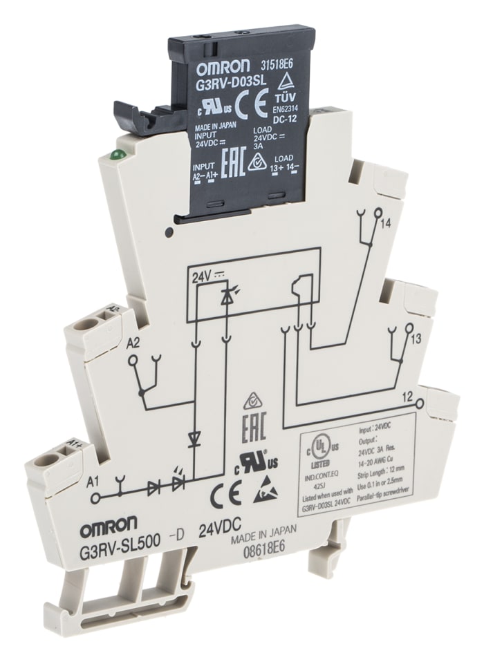 Polovodičové relé 3 A Lišta DIN SPST MOSFET 26.4 V dc G3RV-SL