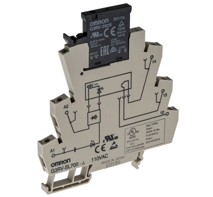 Omron G3RV-SL Series Solid State Interface Relay, 110 V ac Control, 2 A Load, DIN Rail Mount