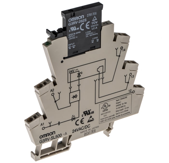 Omron G3RV-SL Series Solid State Relay, 2 A Load, DIN Rail Mount, 264 V ac Load, 24 V ac/dc Control