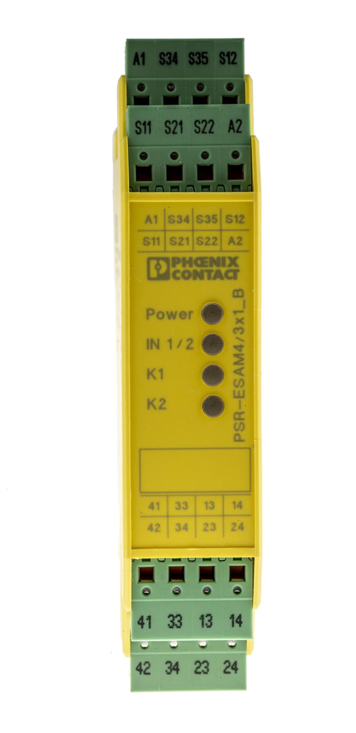 Relais de sécurité Phoenix Contact PSR-SPP-24UC/ESAM4/3X1/1X2/B, 24V c.a. / V c.c., 2 canaux, 3 contacts de sécurité