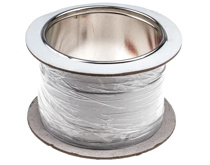 RS PRO White 0.2 mm² Hook Up Wire, 24 AWG, 7/0.2 mm, 100m, PVC Insulation