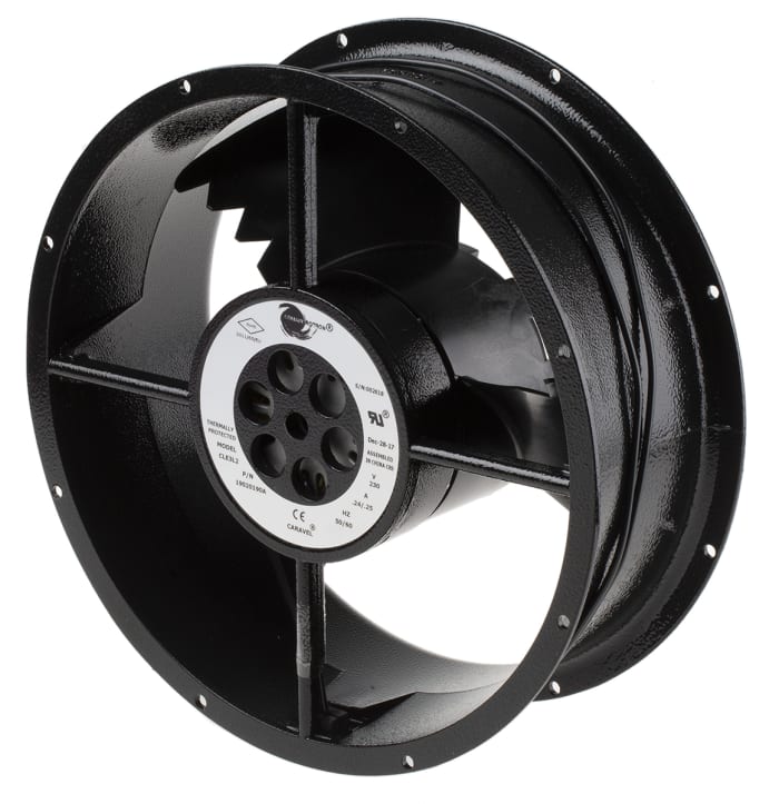 Ventilateur axial Caravel COMAIR ROTRON 230 V ac, 935m³/h, 254 x 88.9mm, 34W, Dia. 254mm