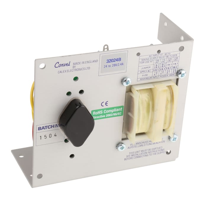 Calex Open Frame Linear Power Supply, 240V ac Input, 24 → 28V dc Output, 2.4A Output