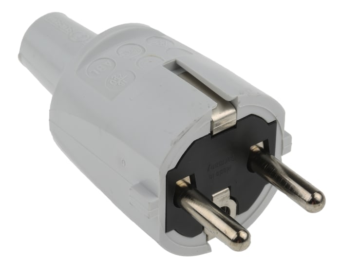 Clavija ABL Sursum de 2P+E de color Gris, para Europa, 250 V, 16A, Montaje de Cable