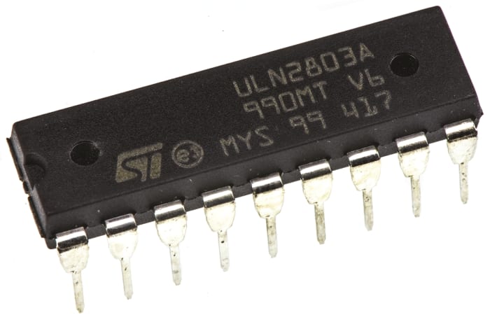 STMicroelectronics ULN2803A Octal NPN Darlington Pair, 500 mA 50 V HFE:1000, 18-Pin PDIP