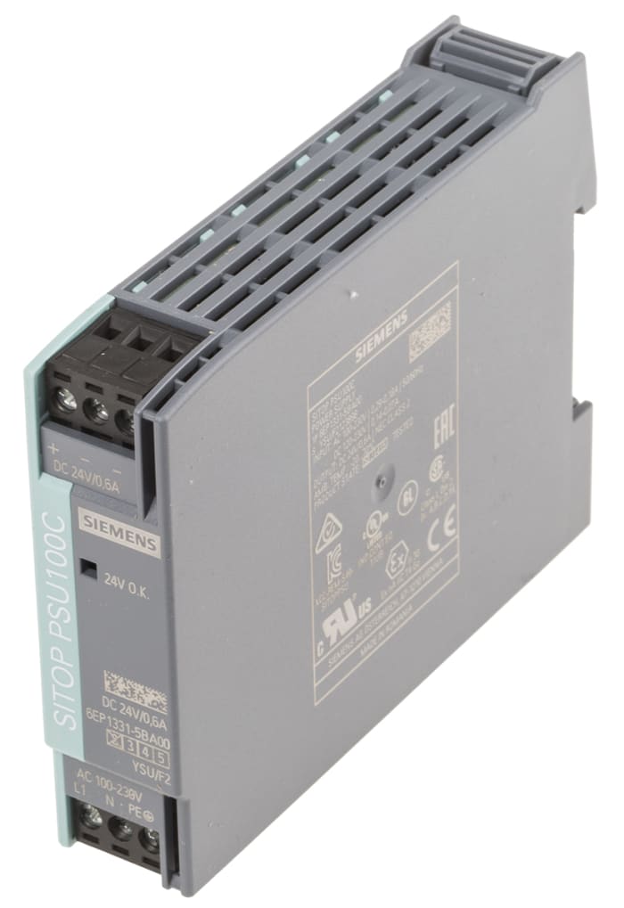 Siemens SITOP PSU100C Switched Mode DIN Rail Power Supply, 100 → 230 V ac / 110 → 300V dc ac, dc Input,