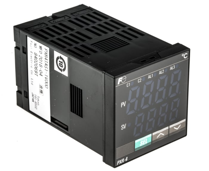 Fuji PXR4 PID Temperature Controller, 48 x 48 (1/16 DIN)mm, 1 Output Relay, 100 V ac, 240 V ac Supply Voltage ON/OFF