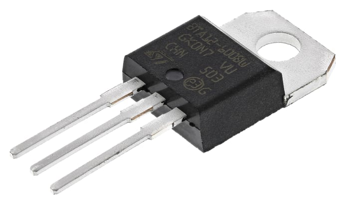 STMicroelectronics Through Hole, 3-pin, TRIAC, 800V, Gate Trigger 1.3V 600V