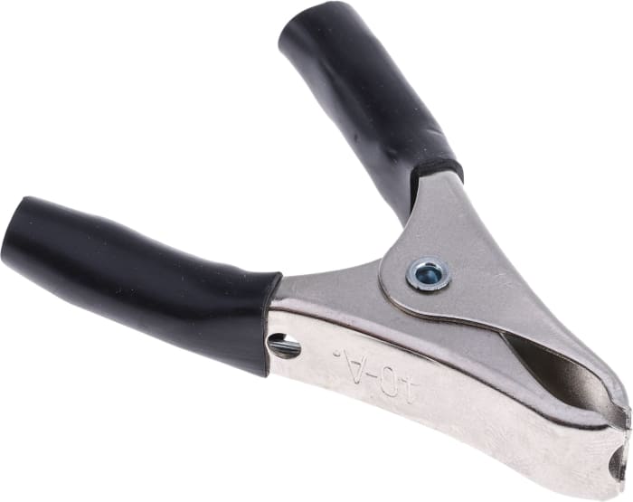 Mueller Electric Crocodile Clip, Nickel Plated Steel Contact, Black
