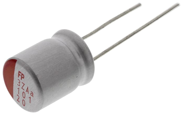 Nichicon 100μF Polymer Aluminium Solid Electrolytic Capacitor 20V dc, Radial, Through Hole - RNS1D101MDN1PH