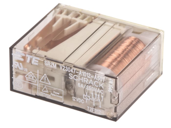 TE Connectivity PCB Mount Force Guided Relay, 12V dc Coil Voltage, 2 Pole, DPDT