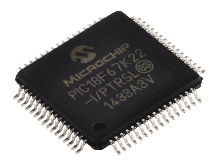 Microchip, 8bit PIC, PIC18F Microcontroller, 64MHz, 128 kB Flash, 64-Pin TQFP