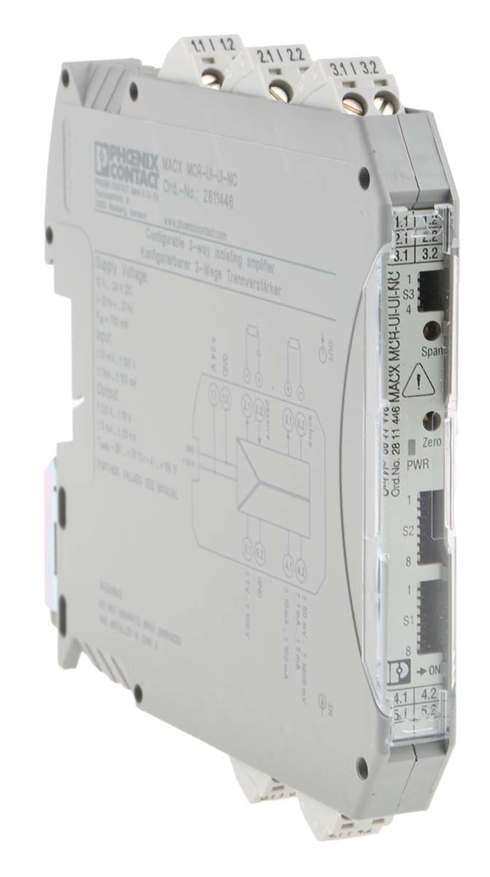 Phoenix Contact 1 Channel Galvanic Barrier, Isolating Amplifier, Current, Voltage Input, Current, Voltage Output, ATEX