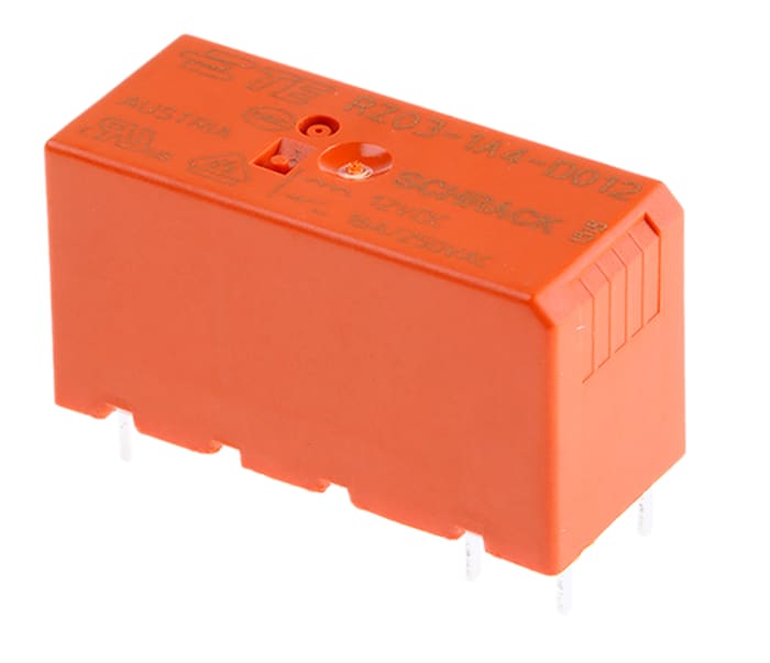 TE Connectivity PCB Mount Non-Latching Relay, 12V dc Coil, 16A Switching Current, SPST