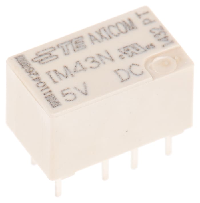 TE Connectivity PCB Mount Latching Relay, 5V dc Coil, 2A Switching Current, DPDT