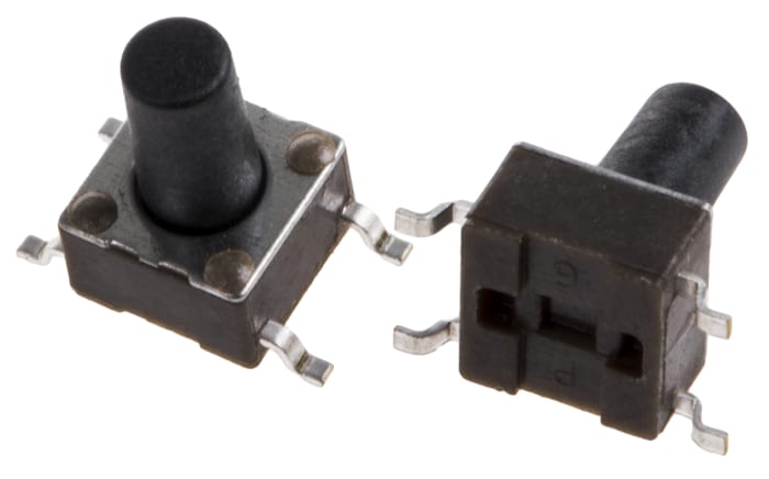 TE Connectivity Black Button Tactile Switch, SPST 50 mA @ 24 V dc 5.9mm Surface Mount