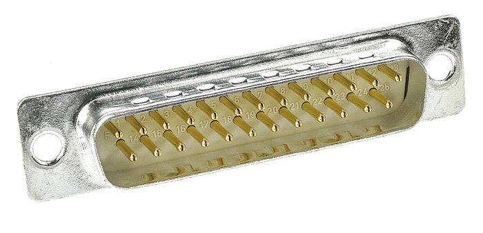 TE Connectivity Panel Mount, 25 Pin Solder D-sub Connector Plug, Shell Size B Standard D-Sub