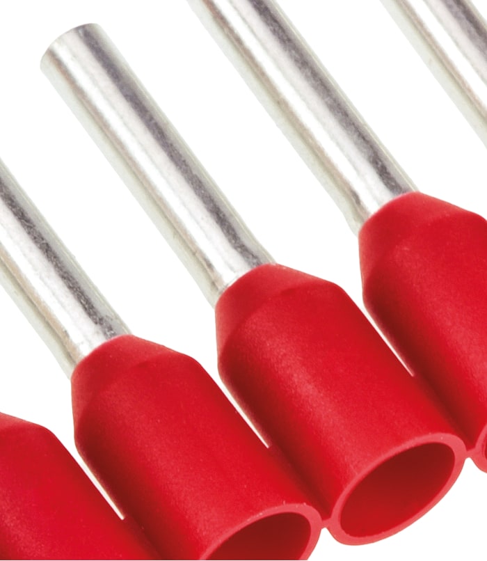 TE Connectivity Insulated Crimp Bootlace Ferrule, 8mm Pin Length, 1.5mm Pin Diameter, 1mm² Wire Size, Red