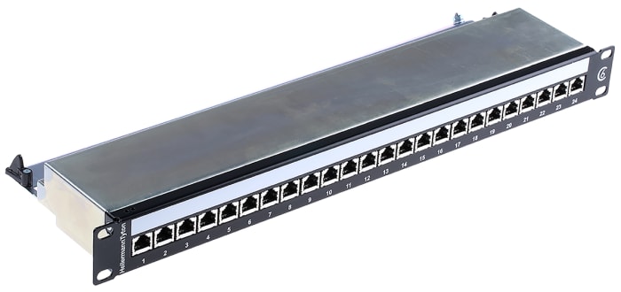 HellermannTyton EcoBand Series Cat6 24 Port RJ45 RJ Patch Panel FTP 1U Black