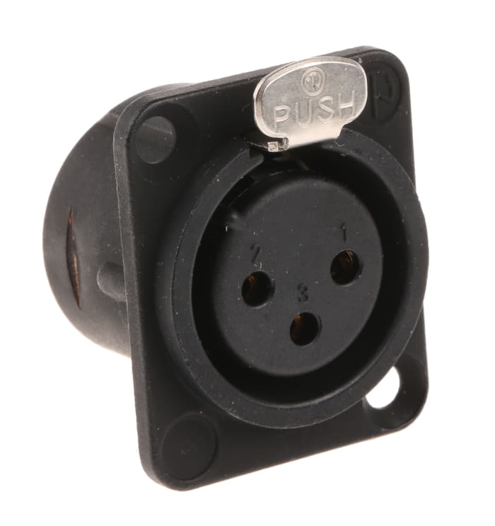 Neutrik Panel Mount XLR Connector, Female, 50 V, 3 Way, Gold over Nickel Plating