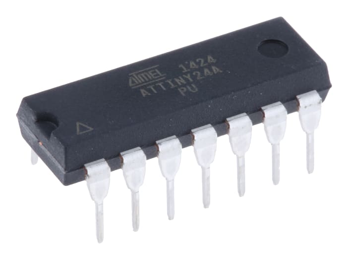 Microchip ATTINY24A-PU, 8bit AVR Microcontroller, ATtiny, 20MHz, 2 kB, 128 B Flash, 14-Pin PDIP