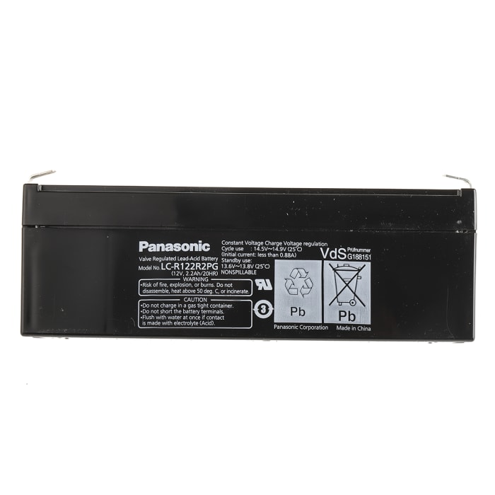 Panasonic 12V Faston F1 Sealed Lead Acid Battery, 2.2Ah