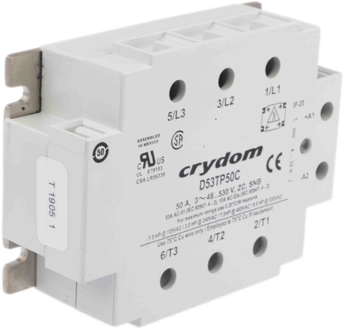 Sensata Crydom 53TP Series Solid State Relay, 50 A rms Load, Panel Mount, 530 V ac Load, 32 V dc Control