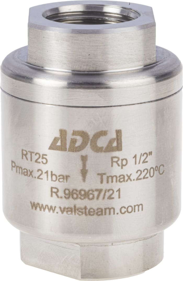 RS PRO Stainless Steel Single Non Return Valve, BSP 1/2in, 25 bar