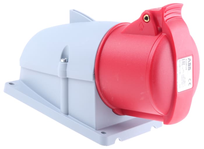 Amphenol Industrial, Easy & Safe IP44 Red Wall Mount 3P + N + E Right Angle Industrial Power Socket, Rated At 32A, 415 V