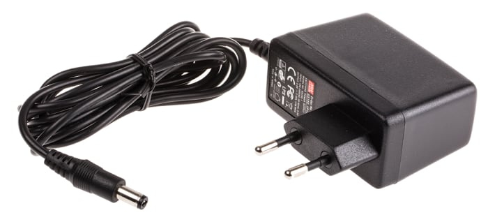 MEAN WELL 12W Plug-In AC/DC Adapter 5V dc Output, 2.4A Output