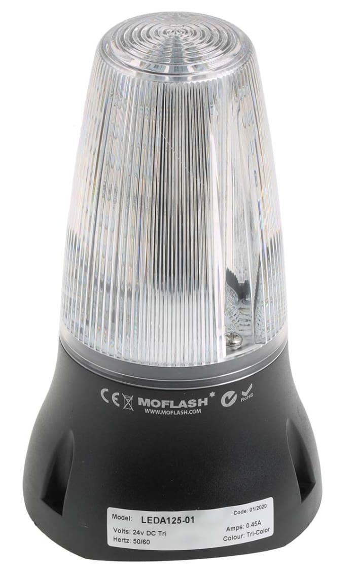 Combiné balise/sirène Moflash série LEDA125, lentille Clair à LED, 24 V