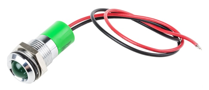 RS PRO Green Panel Mount Indicator, 220 V ac, Lead Wire Termination, IP67