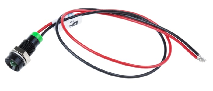 RS PRO Green Panel Mount Indicator, 2V dc, Lead Wire Termination, IP67