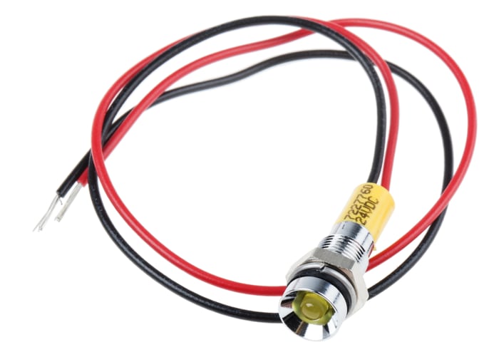 RS PRO Yellow Panel Mount Indicator, 24 V dc, Lead Wire Termination, IP67