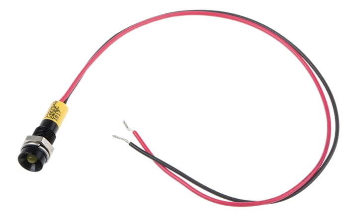 RS PRO Yellow Panel Mount Indicator, 24 V dc, Lead Wire Termination, IP67