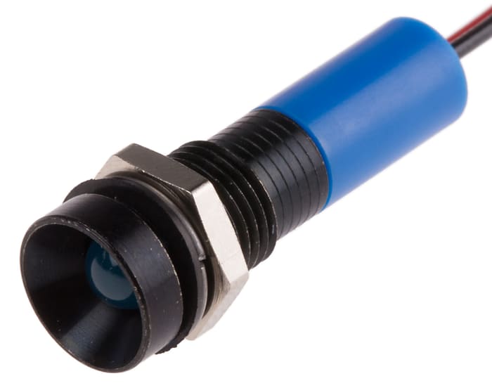 RS PRO Blue Panel Mount Indicator, 24V dc, Lead Wire Termination, IP67