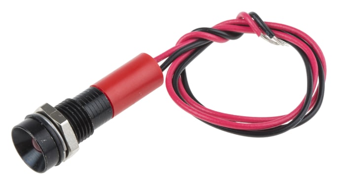 RS PRO Red Panel Mount Indicator, 110V ac, Lead Wire Termination, IP67
