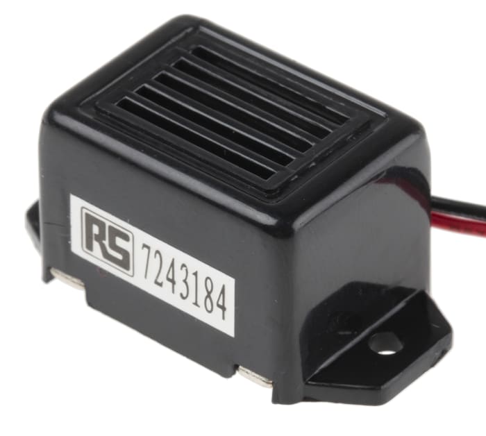 RS PRO 75dB Flange Mount Continuous Internal Magnetic Buzzer Component, 33.5 x 17 x 15.5mm, 9V dc Min, 15V dc Max