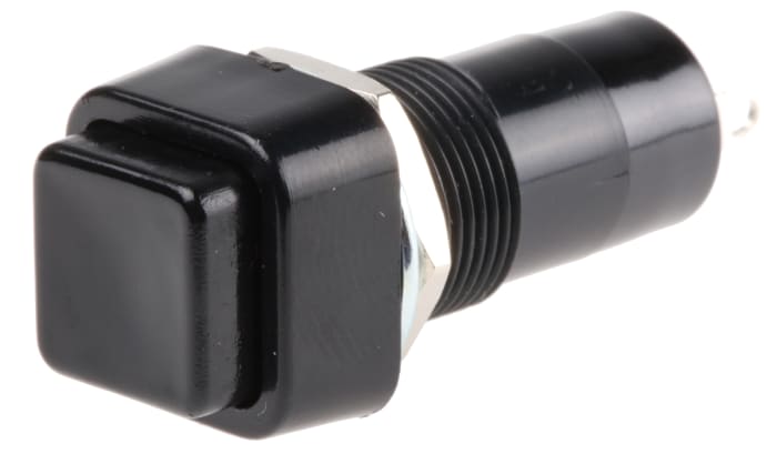 Lumberg Push Button Switch, Latching, Panel Mount, 12mm Cutout, SPST, 125/250V ac
