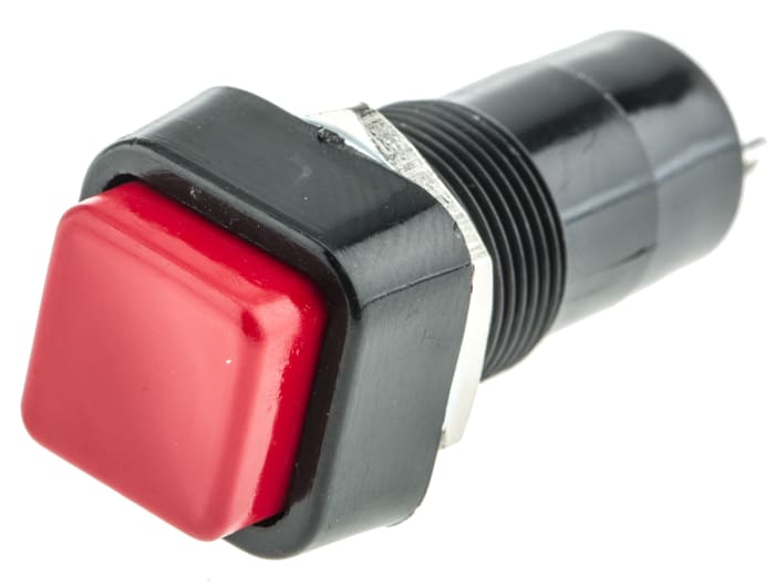 Lumberg Push Button Switch, Latching, Panel Mount, 12mm Cutout, SPST, 125/250V ac