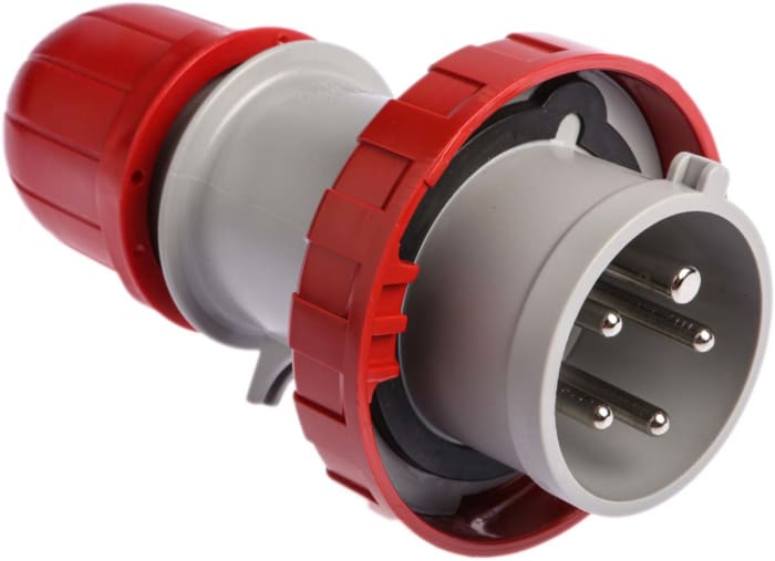 RS PRO Endüstriyel Fiş / Priz, Fiş, 3P+N+E, 415 V, 16A, Kablo Ucuna Monte, Kırmızı, IP66, IP67
