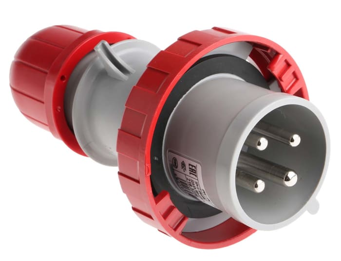 Scame IP67 Red Cable Mount 3P + E Industrial Power Plug, Rated At 32A, 415 V