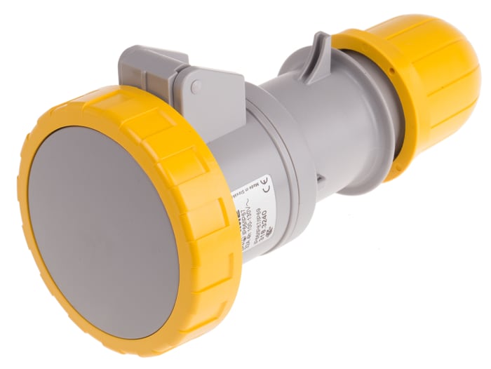 Scame, Optima IP66, IP67 Yellow Industrial Power Connector, Cable Mount, 2P+PE, Rated At 32A, 110V