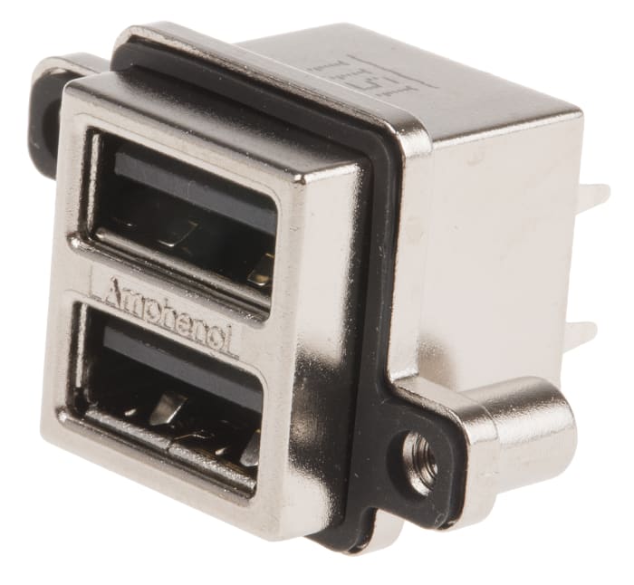 Amphenol Communications Solutions Straight, Through Hole, Socket- Dual Port Type A USB Connector